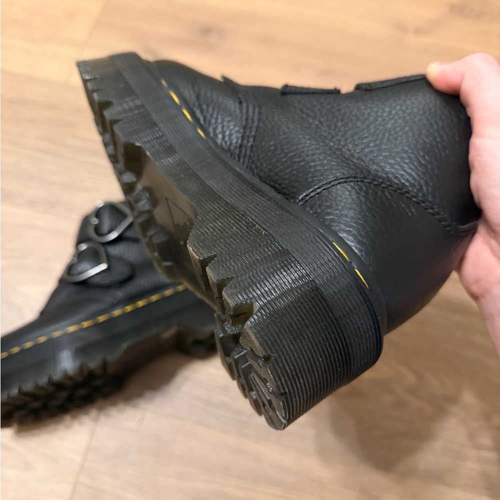 Dr. Martens Black Devon Heart Buckle Platform Boots - Picture 10 of 13